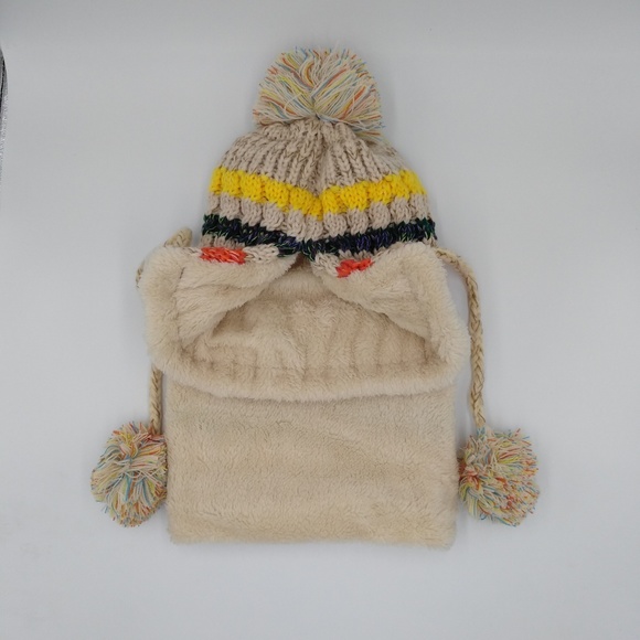 Winter Colorful Knit Pom Pom Hat with Neck Gaiter - Picture 6 of 8